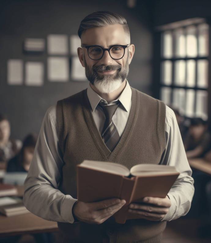 teacher-holding-book-classroom